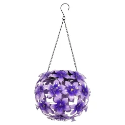Die moderne Hausfrau Solar-LED-Hängeleuchte "Hibiskus" lila