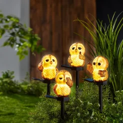 Die moderne Hausfrau Solar-LED-Rushmore-Eulen Jefferson