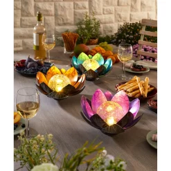 Die moderne Hausfrau Solar-Lotusblume lila