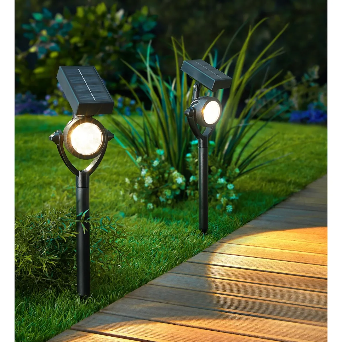 Die moderne Hausfrau Solar-Sicherheits-Wegleuchte, 2 Stück