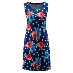 Damen Die moderne Hausfrau Sommerkleid blau/rot