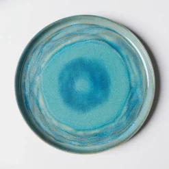 Die moderne Hausfrau Speiseteller-Set, Steinzeug TIEFER SEE Blau / Grün