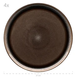 Die moderne Hausfrau Speiseteller-Set, Steinzeug Niara Schwarz / Grau