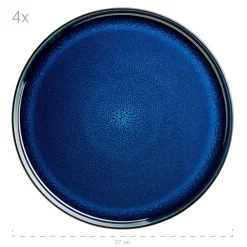 Die moderne Hausfrau Speiseteller-Set, Steinzeug Niara Schwarz / Grau