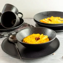 Die moderne Hausfrau Speiseteller-Set, Steinzeug Essential