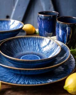 Die moderne Hausfrau Speiseteller-Set, Steinzeug Eisfall