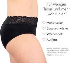 Die moderne Hausfrau Spitzen-Slip mit Saugeinlage Schwarz