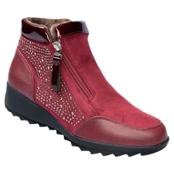 Damen Die moderne Hausfrau Stiefelette "Rita" mit Reißverschluss, gefüttert bordeaux
