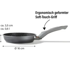 Die moderne Hausfrau STONELINE Bratpfanne 16 cm | ohne Deckel - Grau