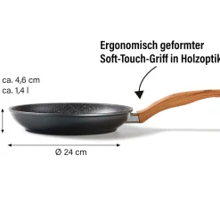 Die moderne Hausfrau STONELINE Bratpfanne 24 cm | ohne Deckel - Holzoptik