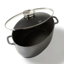 Die moderne Hausfrau STONELINE Bräter Schmortopf Oval 39x26 cm | mit Deckel