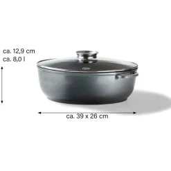 Die moderne Hausfrau STONELINE Bräter Schmortopf Oval 39x26 cm | mit Deckel