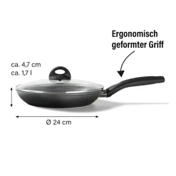 Die moderne Hausfrau STONELINE CERAMIC Keramik Bratpfanne 24 cm | mit Deckel