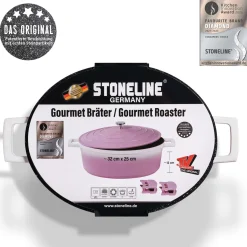 Die moderne Hausfrau STONELINE Cocotte Bräter Oval 32x25 cm Rosa | mit Deckel