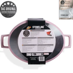 Die moderne Hausfrau STONELINE Cocotte Bräter Oval 32x25 cm Rosa | mit Deckel