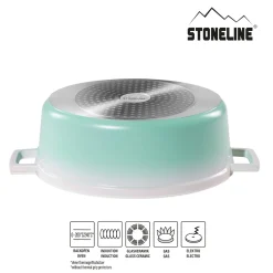Die moderne Hausfrau STONELINE Cocotte Bräter Oval 32x25 cm Mint | mit Deckel