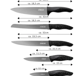 Die moderne Hausfrau STONELINE Edelstahl Messer Set 5-teilig mit Messerblock | Schwarz