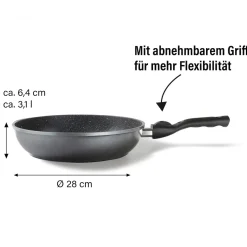 Die moderne Hausfrau STONELINE Flex Schmorpfanne 28 cm mit abnehmbarem Griff | ohne Deckel