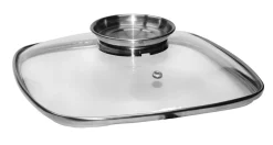 Die moderne Hausfrau STONELINE Glasdeckel Eckig 28 cm mit Aroma-Deckel | Edelstahl