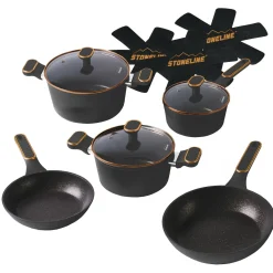 Die moderne Hausfrau STONELINE Kochgeschirr-Set 11-teilig 18/20/24 Roségold | mit Deckeln