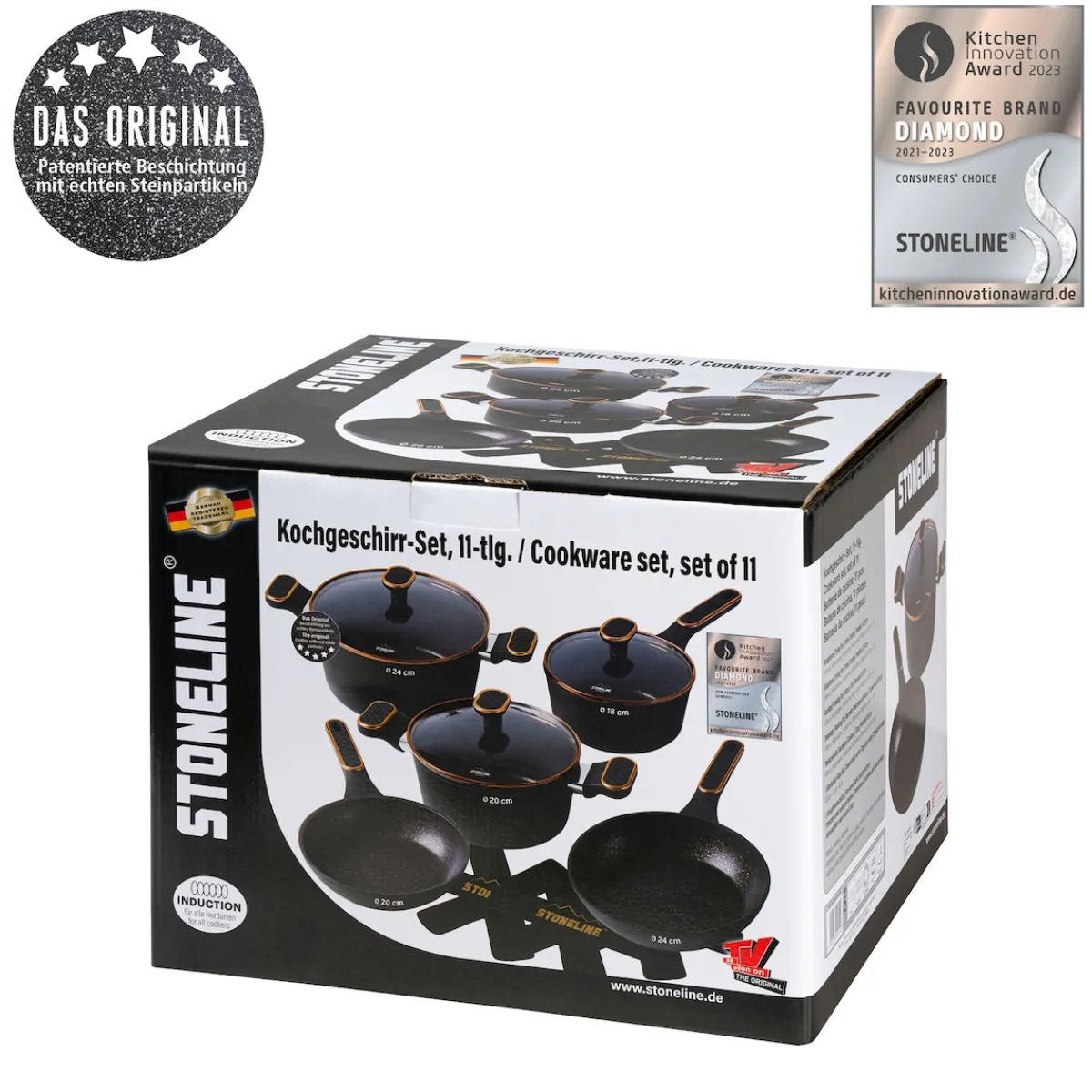 Die moderne Hausfrau STONELINE Kochgeschirr-Set 11-teilig 18/20/24 Roségold | mit Deckeln