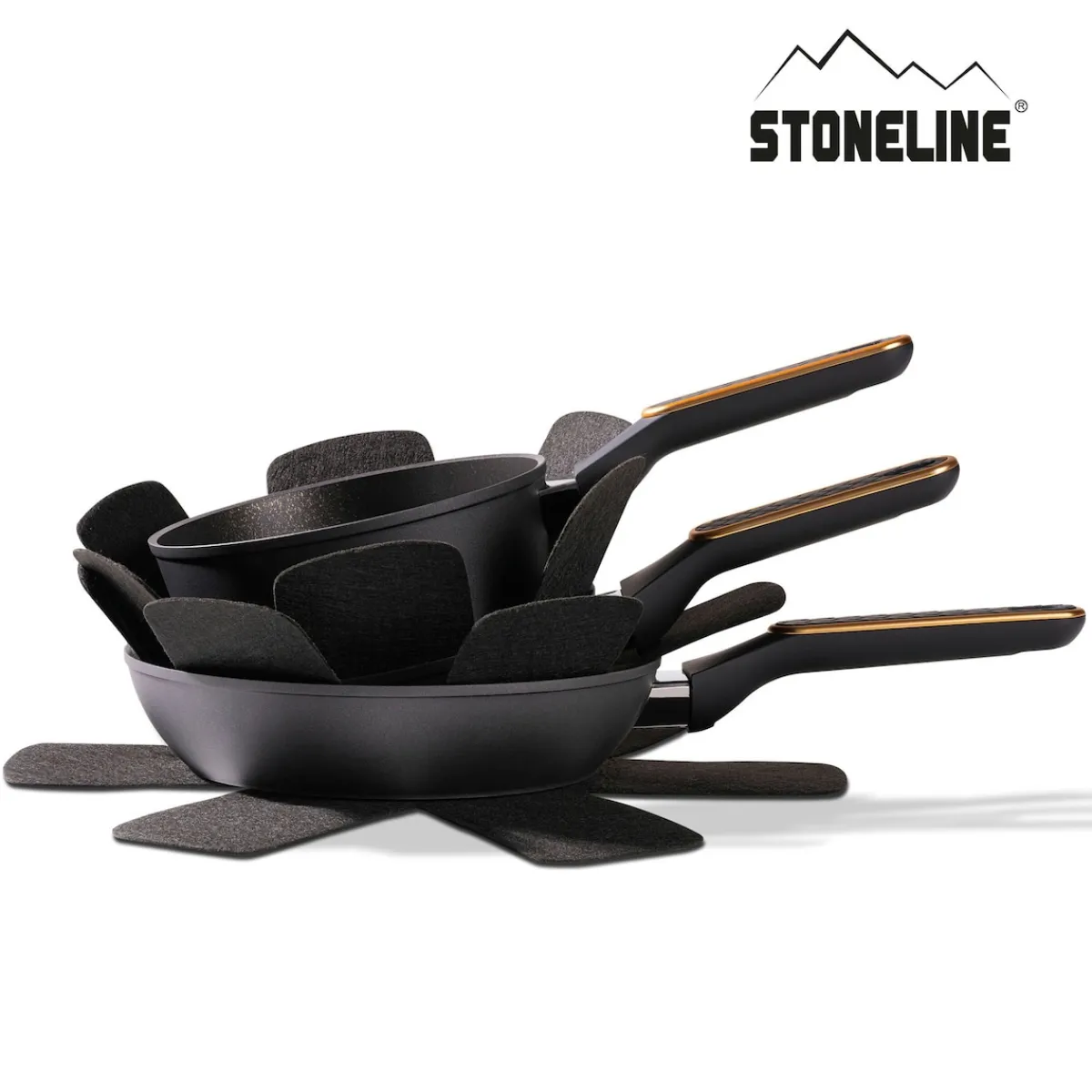 Die moderne Hausfrau STONELINE Kochgeschirr-Set 11-teilig 18/20/24 Roségold | mit Deckeln