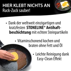 Die moderne Hausfrau STONELINE Made in Germany Wokpfanne 32 cm mit abnehmbarem Griff | ohne Deckel - Schwarz
