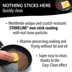 Die moderne Hausfrau STONELINE Made in Germany Wokpfanne 32 cm mit abnehmbarem Griff | ohne Deckel - Schwarz