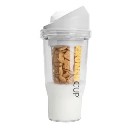 Die moderne Hausfrau STONELINE Original CrunchCup Tragbarer Müslibecher To Go 260 + 250 ml | Weiß