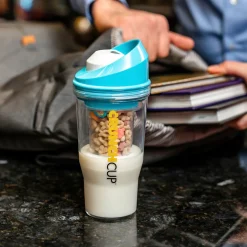 Die moderne Hausfrau STONELINE Original CrunchCup Tragbarer Müslibecher To Go 260 + 250 ml | Blau