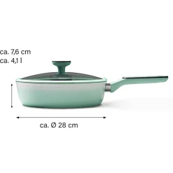 Die moderne Hausfrau STONELINE Schmorpfanne 28 cm Mint | mit Deckel