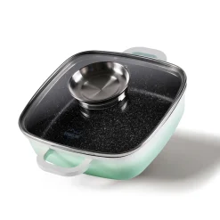 Die moderne Hausfrau STONELINE Servierpfanne Eckig 20 cm Mint | mit Deckel