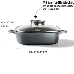 Die moderne Hausfrau STONELINE Servierpfanne Eckig 24 cm | mit Deckel