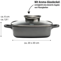 Die moderne Hausfrau STONELINE Servierpfanne Eckig 20 cm | mit Deckel