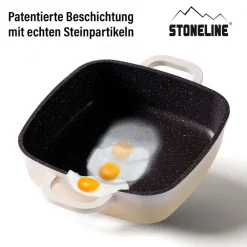 Die moderne Hausfrau STONELINE Servierpfanne Eckig 20 cm Creme | mit Deckel
