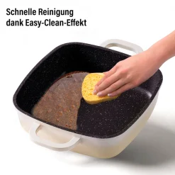 Die moderne Hausfrau STONELINE Servierpfanne Eckig 20 cm Creme | mit Deckel