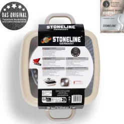 Die moderne Hausfrau STONELINE Servierpfanne Eckig 20 cm Creme | mit Deckel