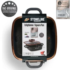 Die moderne Hausfrau STONELINE Servierpfanne Eckig 20 cm Roségold | mit Deckel