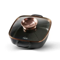 Die moderne Hausfrau STONELINE Servierpfanne Eckig 20 cm Roségold | mit Deckel