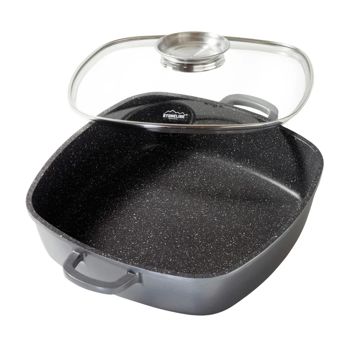 Die moderne Hausfrau STONELINE Servierpfanne Eckig 28 cm | mit Deckel