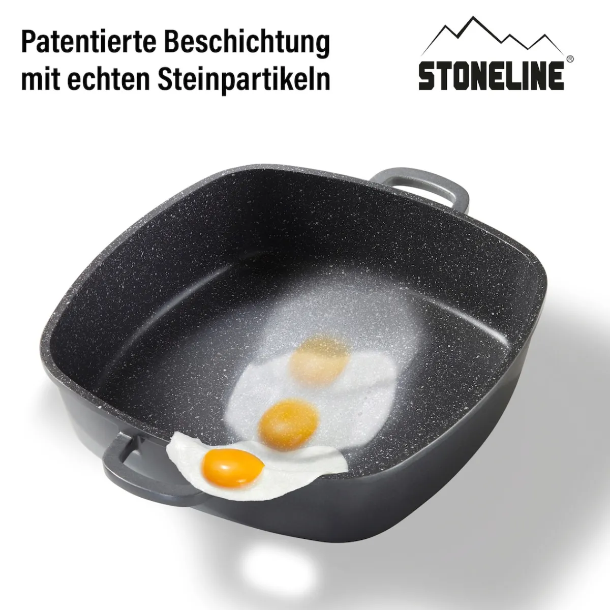 Die moderne Hausfrau STONELINE Servierpfanne Eckig 28 cm | mit Deckel