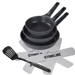 Die moderne Hausfrau STONELINE SMART Pfannen-Set 6-teilig 20/24/28 mit abnehmbaren Griffen | ohne Deckel
