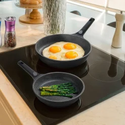 Die moderne Hausfrau STONELINE SMART Pfannen-Set 6-teilig 20/24/28 mit abnehmbaren Griffen | ohne Deckel