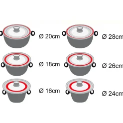 Die moderne Hausfrau STONELINE Universal Glasdeckel Set 16/18/20 und 24/26/28 | Grau