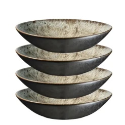 Die moderne Hausfrau Suppenteller-Set, Steinzeug Carellia Grau