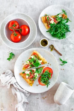Die moderne Hausfrau Suppenteller-Set, Steinzeug Alpenwiese Beere / Creme