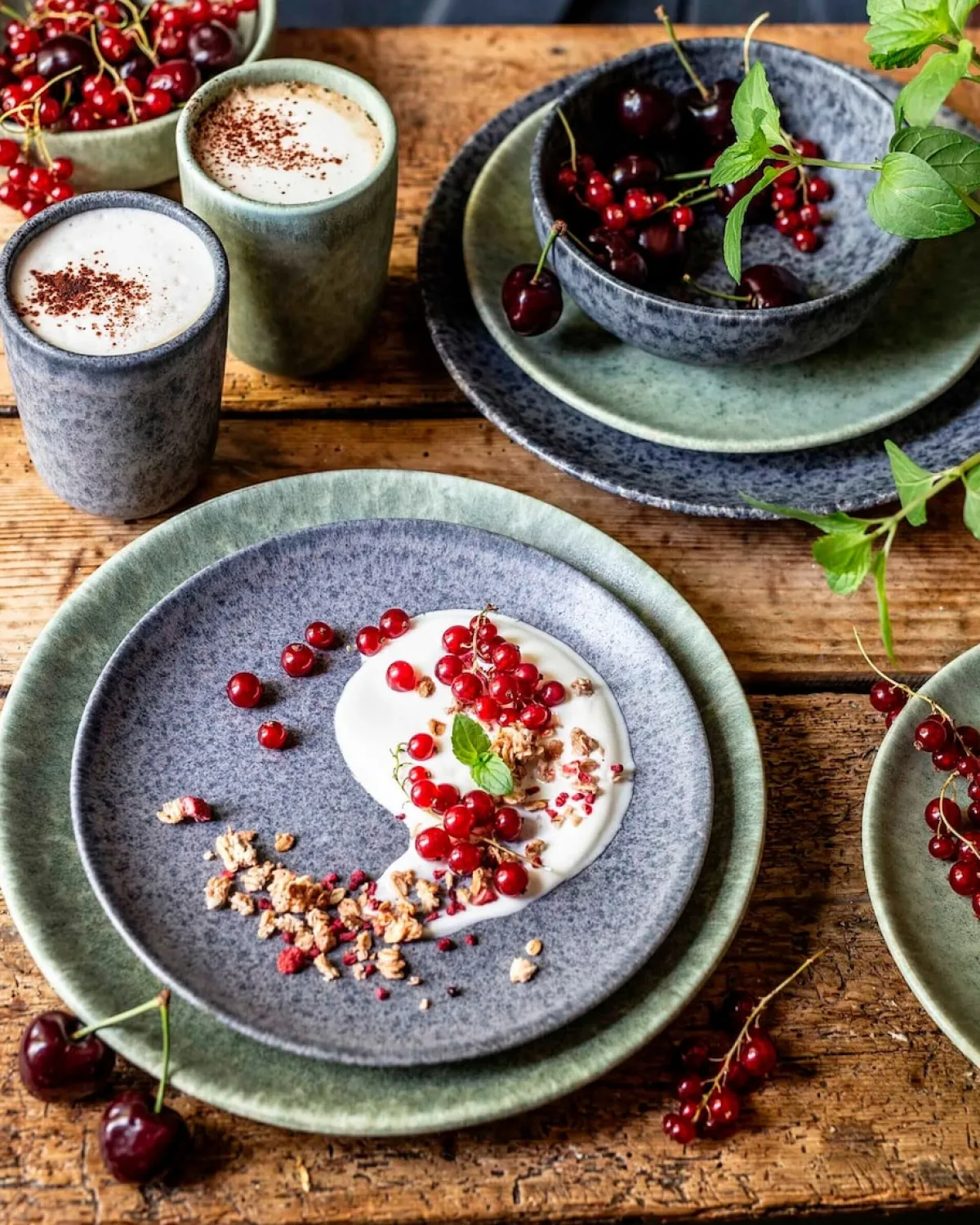 Die moderne Hausfrau Suppenteller-Set, Steinzeug Moos'N'Stein Grün