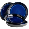 Die moderne Hausfrau Suppenteller-Set, Steinzeug Niara Schwarz / Blau