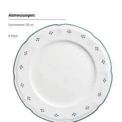 Die moderne Hausfrau Tafelservice, Porzellan Lova Weiß / Blau