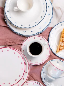 Die moderne Hausfrau Tafelservice, Porzellan Lova Weiß / Blau